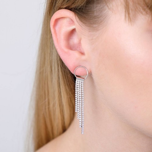 Circle And Sparkle Drop Earrings