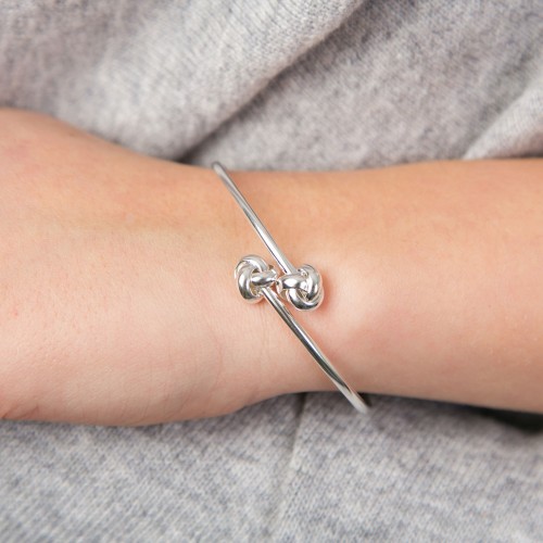 Double Love and Friendship Knot Silver Bangle