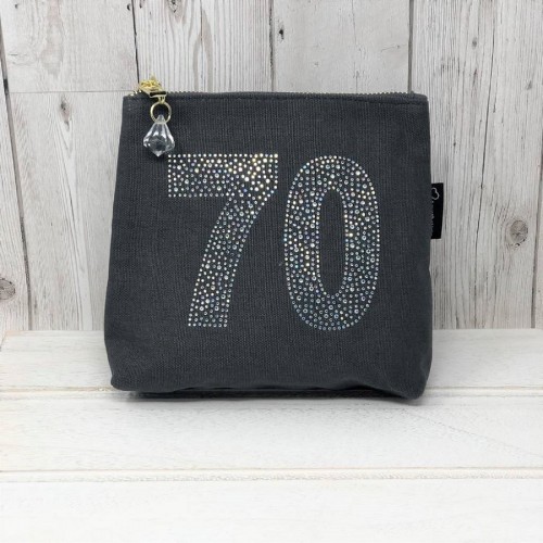Grey Rhinestone 70th Birthday Bag