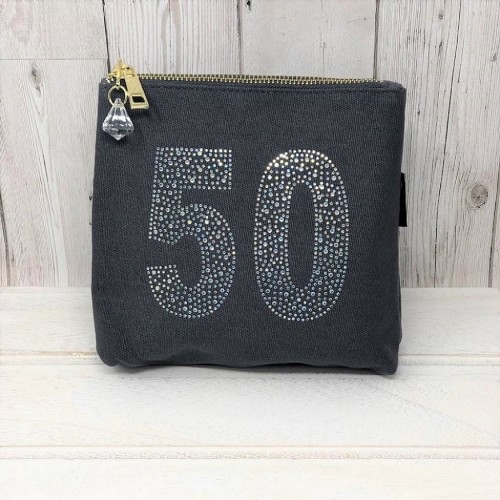 Grey Rhinestone 50th Birthday Bag
