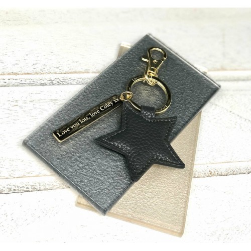 Personalised Faux Leather Star Keyring