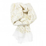 Scarf-White Yellow Gold Leaves