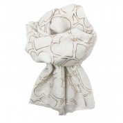 Scarf-White Rose Gold Hearts