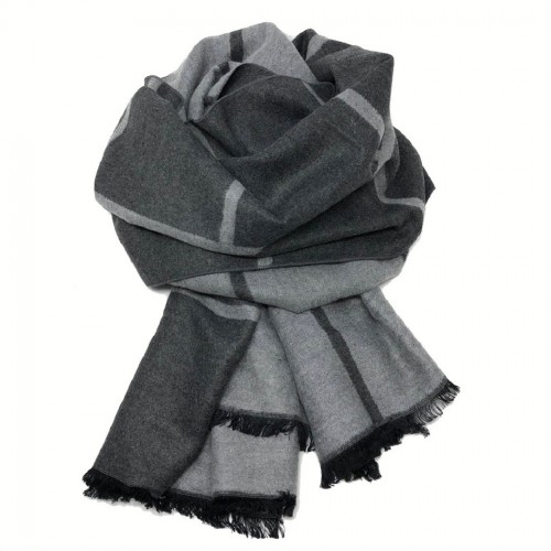 Checked Reversible Scarf Charcoal/Light Grey