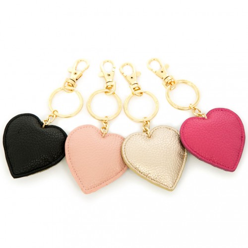 Faux Leather Heart Keyring