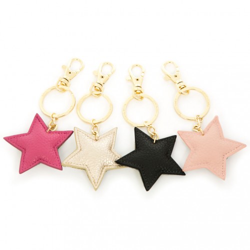 Faux Leather Star Keyring